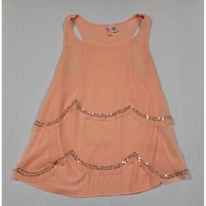 Degree Peach Colored Layered Sequin Sleeveless Top Women's Size M